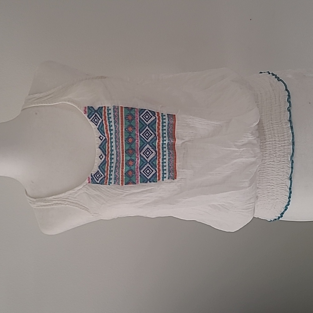 White Medium Embroidered Tank Top